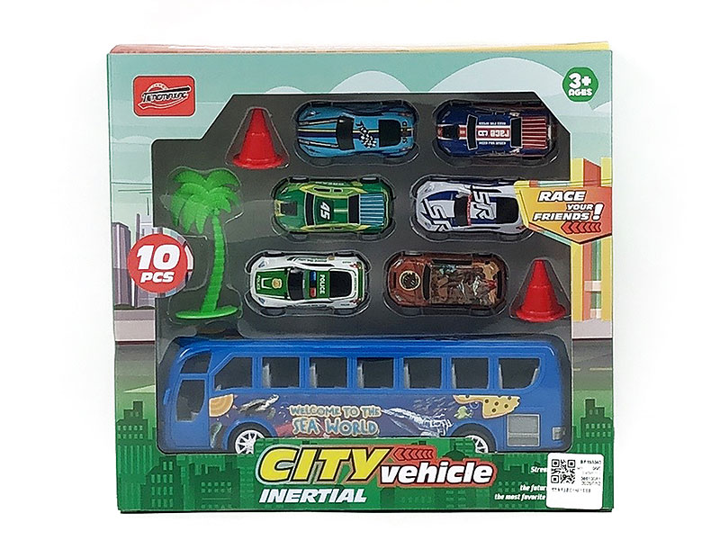 Friction Bus & Pull Back Car Set toys