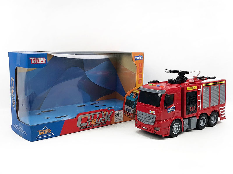 1:14 Friction Sprinkler Fire Engine W/L_M toys