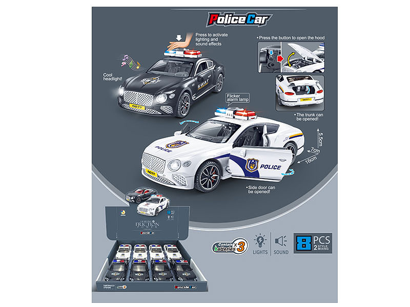 Friction Police Car W/L_S(8in1) toys