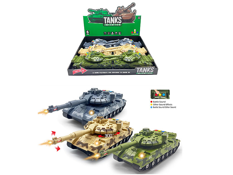 1:16 Friction Tank W/L_S(6in1) toys