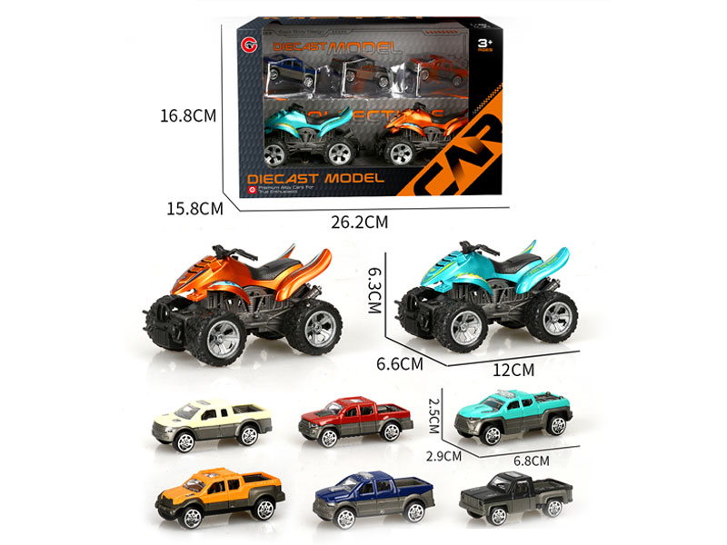 1:12 Die Cast Motorcycle Friction & Die Cast Car Free Wheel(5in1) toys