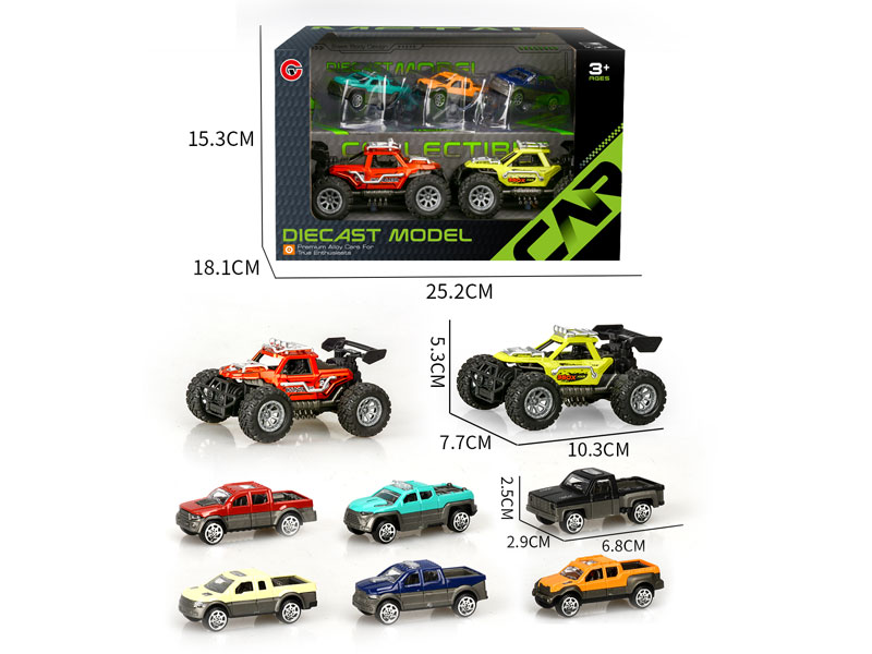 1:32 Die Cast Cross-country Car Friction & Free Wheel Car(5in1) toys