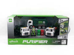 1:32 Friction Sanitation Truck Set W/L_S(3in1) toys