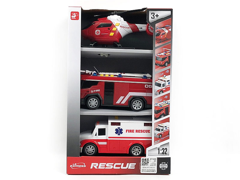 1:32 Friction Fire Engine W/L_S(3in1) toys