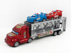 惯性拖头车载2只滑行警车（2色）