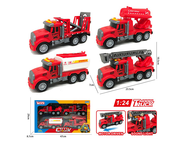 1:24 Friction Fire Engine W/L_M(4in1) toys