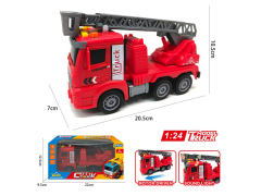 1:24惯性欧式云梯消防车带灯光/音乐