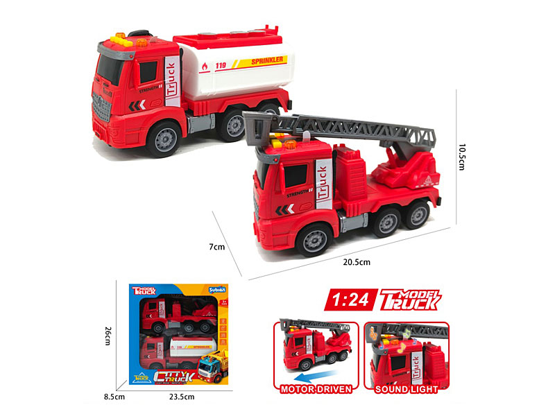 1:24 Friction Fire Engine W/L_M(2in1) toys