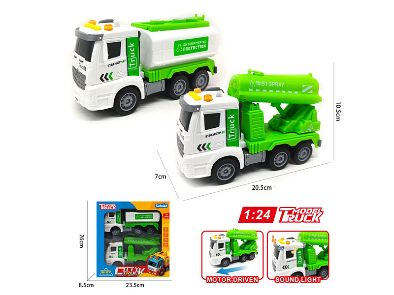 1:24 Friction Sanitation Truck W/L_M(2in1) toys