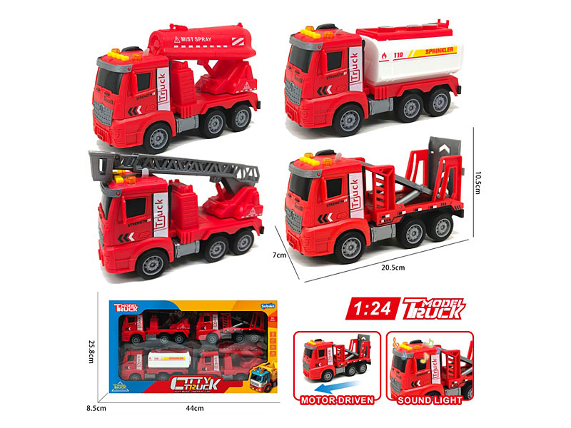 1:24 Friction Fire Engine W/L_M(4in1) toys