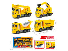 1:24欧式惯性工程车带灯光/音乐(4只庄)