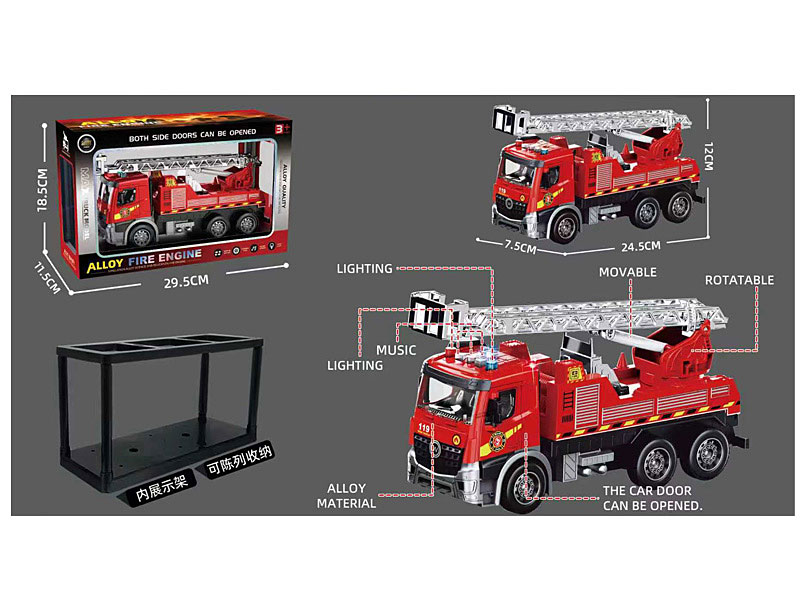 Die Cast Fire Engine Friction W/L_S toys