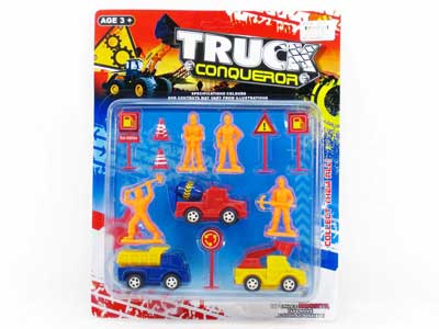 Free Wheel Construction Truck W/Signpost(3in1) toys