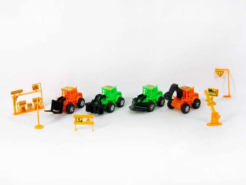 Free Wheel Construction Truck W/Road Sign(6S2C) toys
