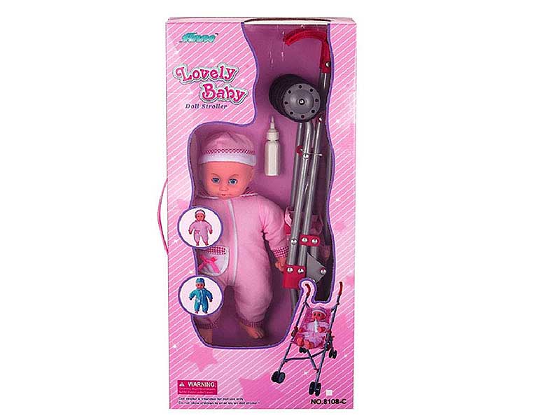 Baby go-cart & 14＂Doll W/IC toys