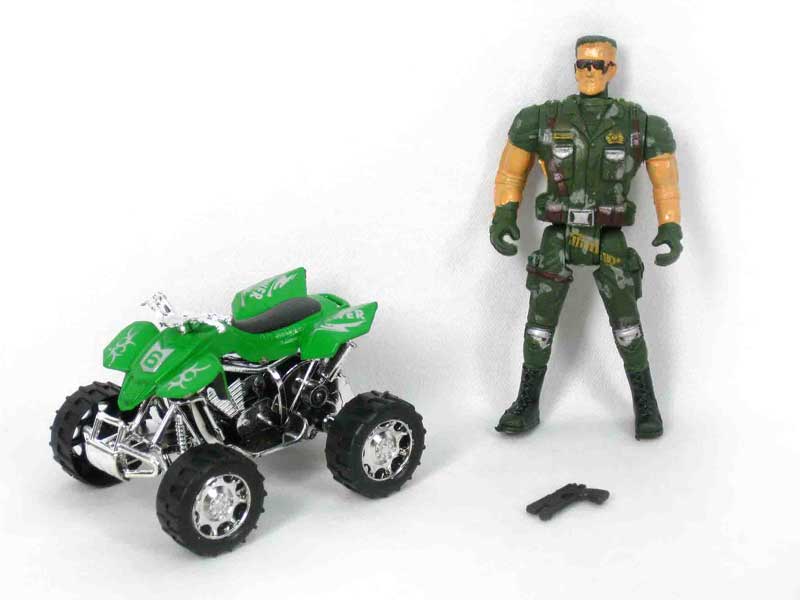 Free Wheel Motorcycle & Soldier(3C) toys