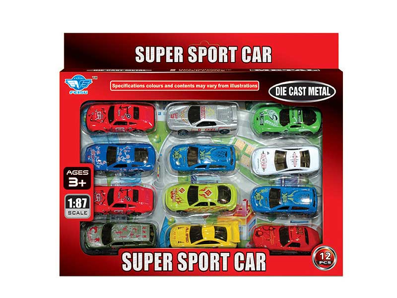 1:87 Die Cast Car Free Wheel(12in1) toys