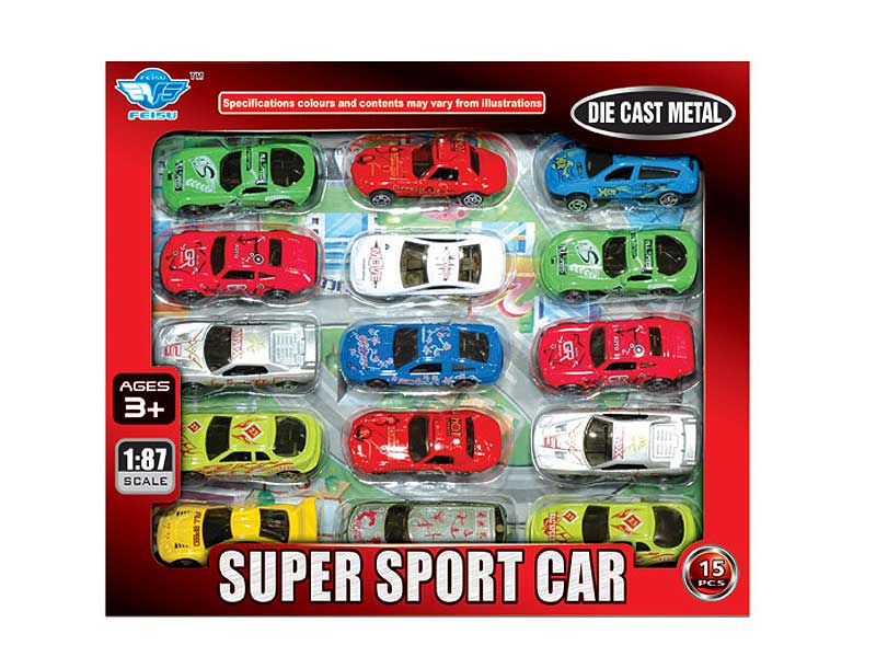 1:87 Die Cast Car Free Wheel(15in1) toys