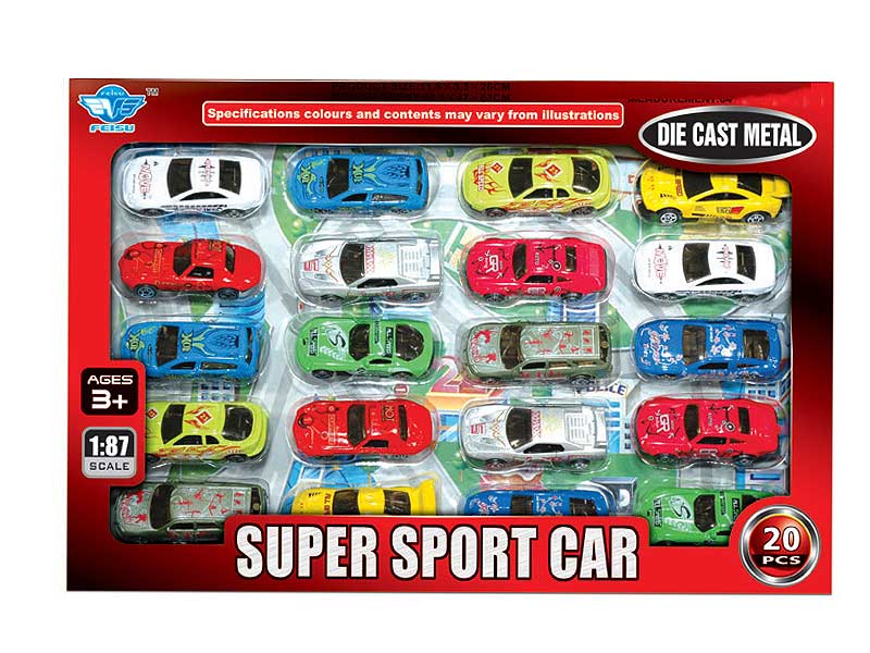 1:87 Die Cast Car Free Wheel(20in1) toys