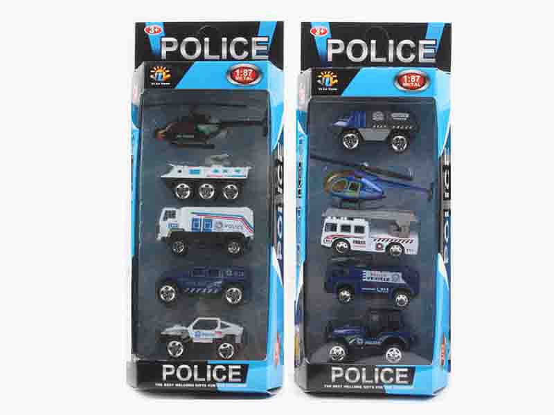 Die Cast Police Car Set Free Wheel(5in1) toys