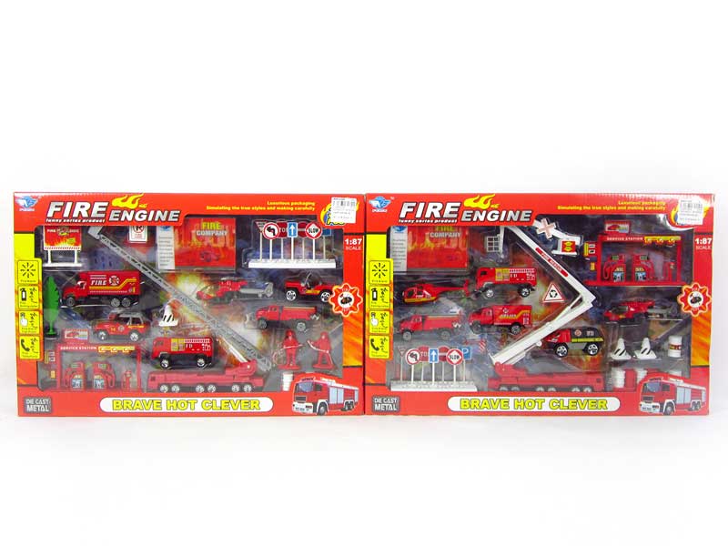 Die Cast Fire Engine Set Free Wheel(2S) toys