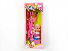 Baby Go-cart & 14inch Doll Set W/IC toys