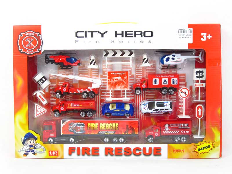 Die Cast Fire Engine Set Free Wheel toys