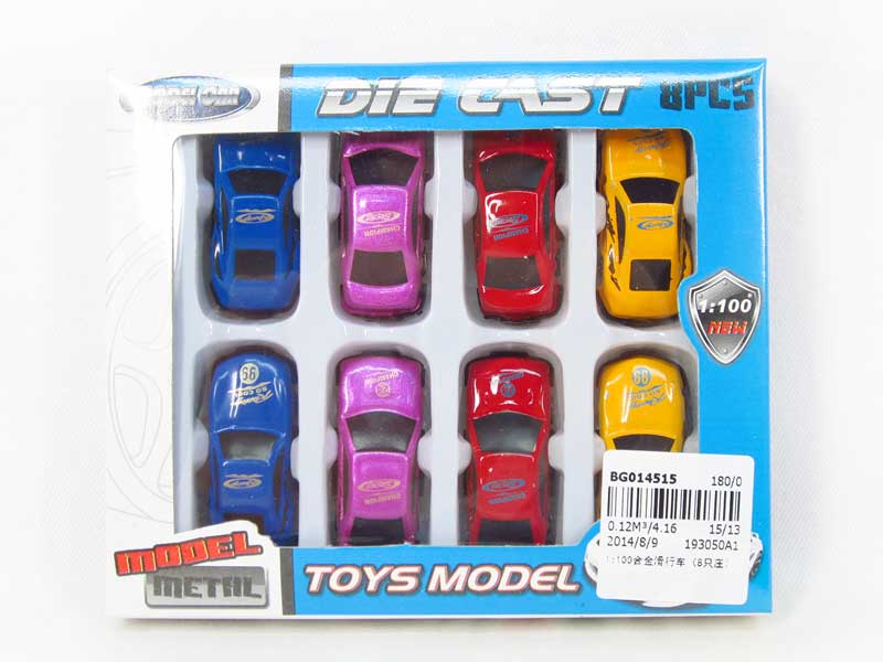 1:100 Die Cast Car Free Wheel(8in1) toys