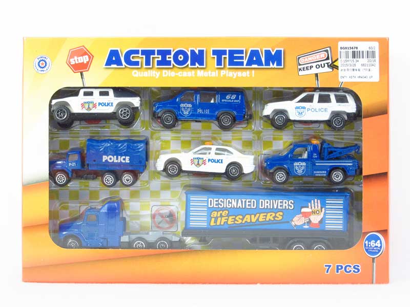 Die Cast Police Car Set Free Wheel(7in1) toys