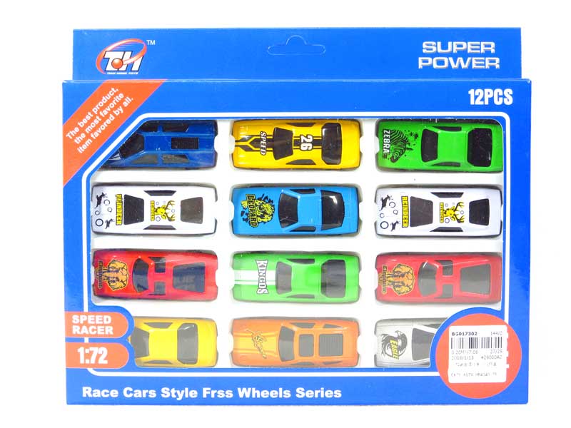 1:72 Die Cast Car Free Wheel(12in1) toys