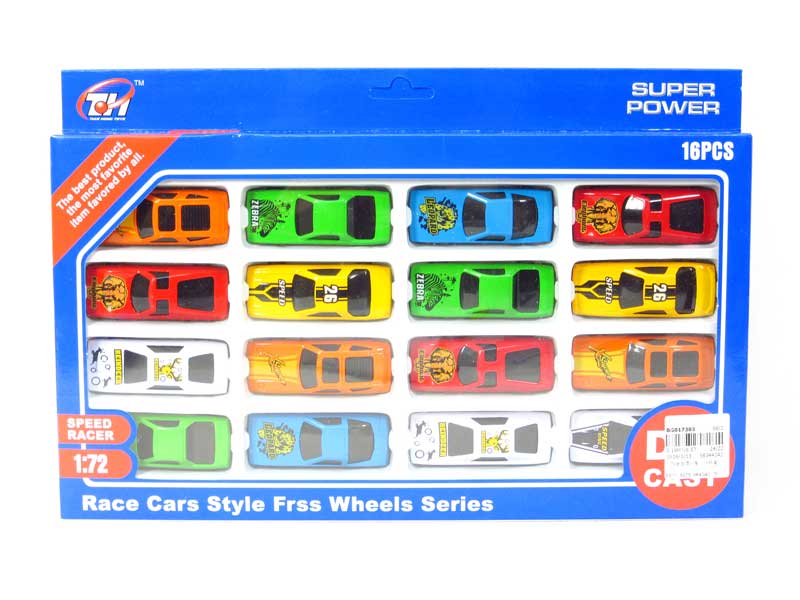 1:72 Die Cast Car Free Wheel(16in1) toys
