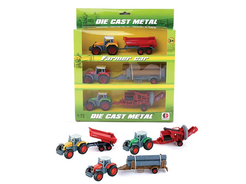 1:72 Die Cast Farmer Truck Free Wheel(3in1) toys