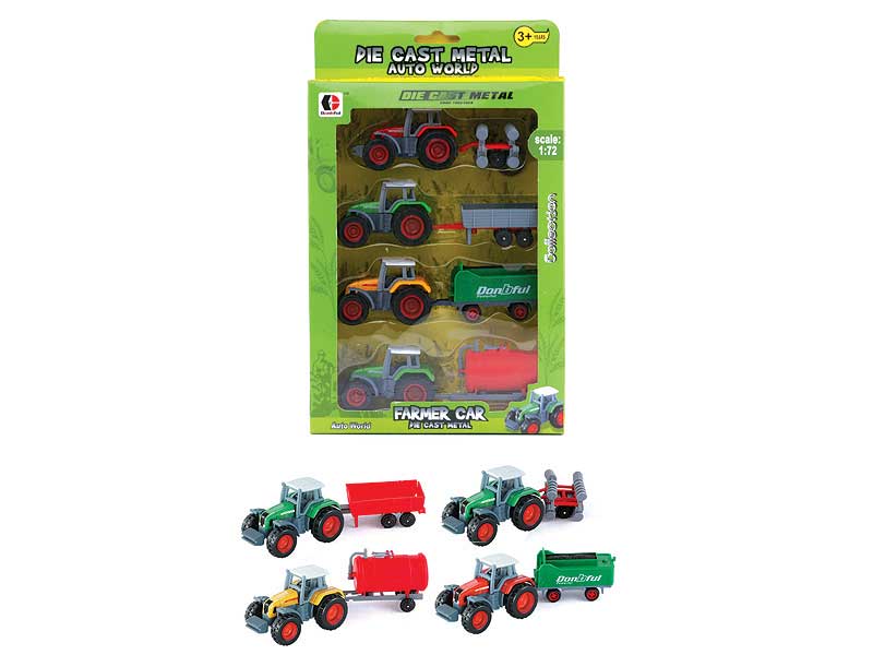 1:72 Die Cast Farmer Truck Free Wheel(4in1) toys