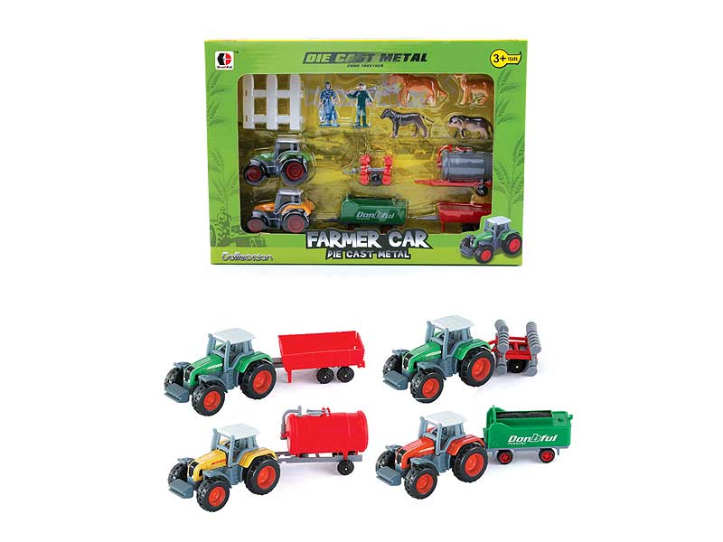 1:72 Die Cast Farmer Truck Set Free Wheel toys