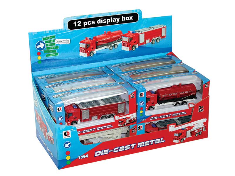1:64 Die Cast Fire Engine Free Wheel(12in1) toys