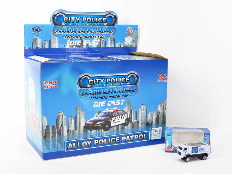 1:64 Die Cast Police Car Free Wheel(48in1) toys