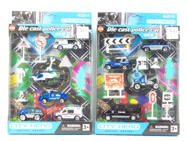 Die Cast Policer Car Set Free Wheel(2S) toys