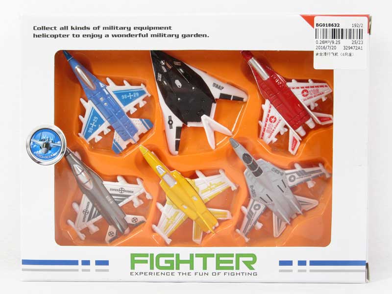 Die Cast Airplane Free Wheel(6in1) toys