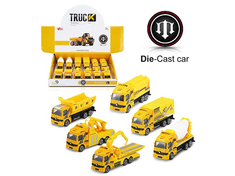 1:50 Die Cast Construction Truck Free Wheel(12pcs) toys