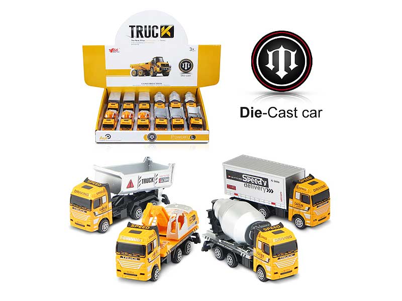 1:32 Die Cast Construction Truck Free Wheel(12pcs) toys