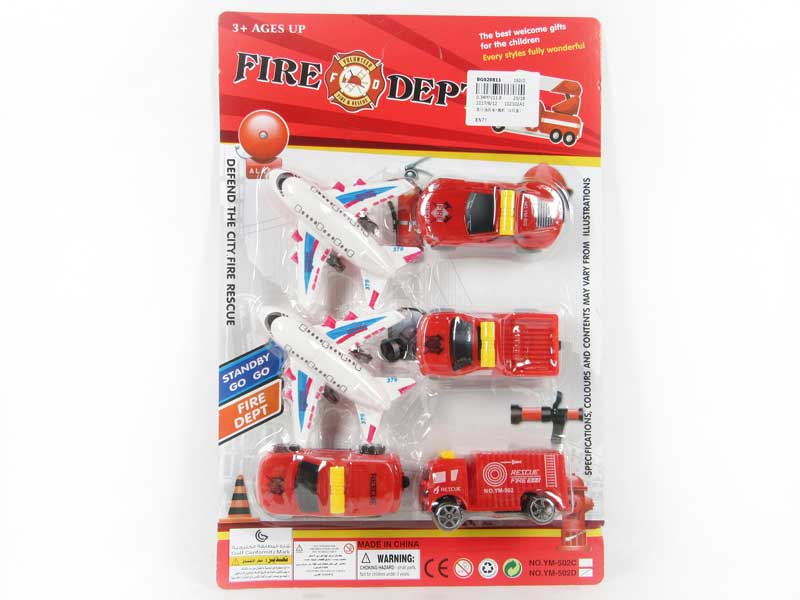 Free Wheel Fire Engine & Airplane（6in1） toys