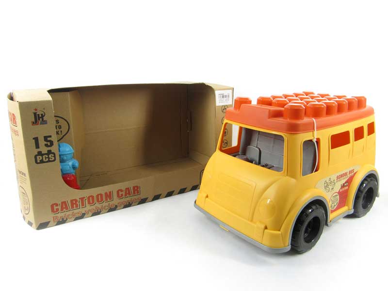 Free Wheel Block School Bus(15pcs) toys