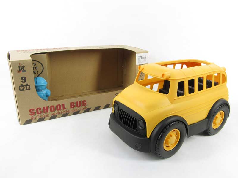 Free Wheel Block School Bus(9pcs) toys
