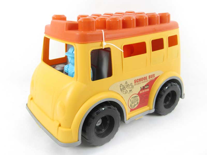 Free Wheel Block School Bus(15PCS) toys