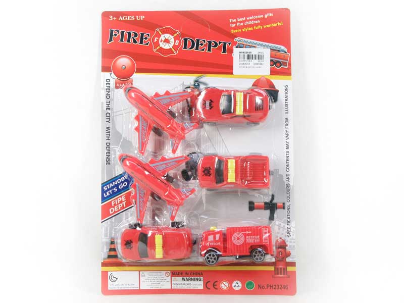 Free Wheel Fire Engine & Free Wheel Airplane（6in1） toys