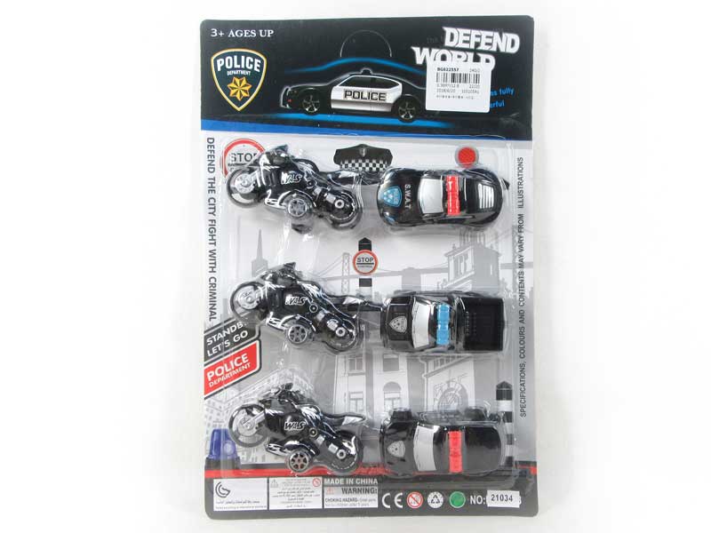 Free Wheel Motorcycle & Free Wheel Police Car（6in1） toys
