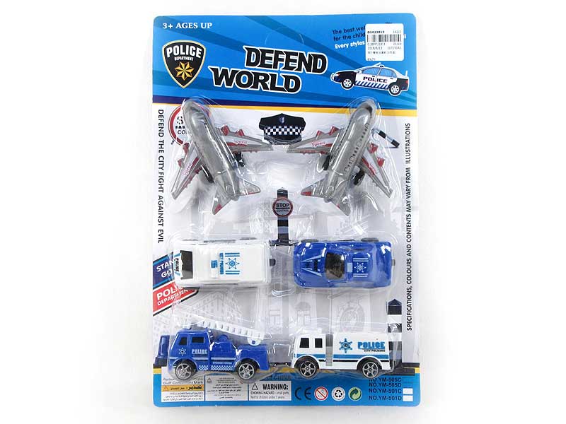 Free Wheel Police Car & Plane(6in1) toys