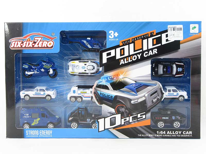 Die Cast Police Car Free Wheel(10in1) toys