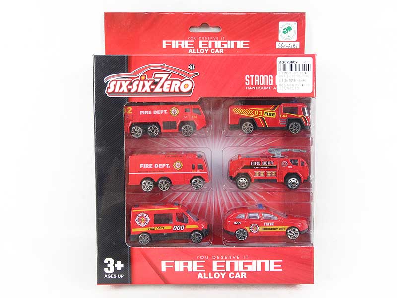 Die Cast Fire Engine Free Wheel(6in1) toys