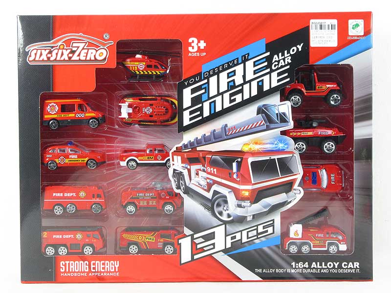 Die Cast Fire Engine Free Wheel(13in1) toys
